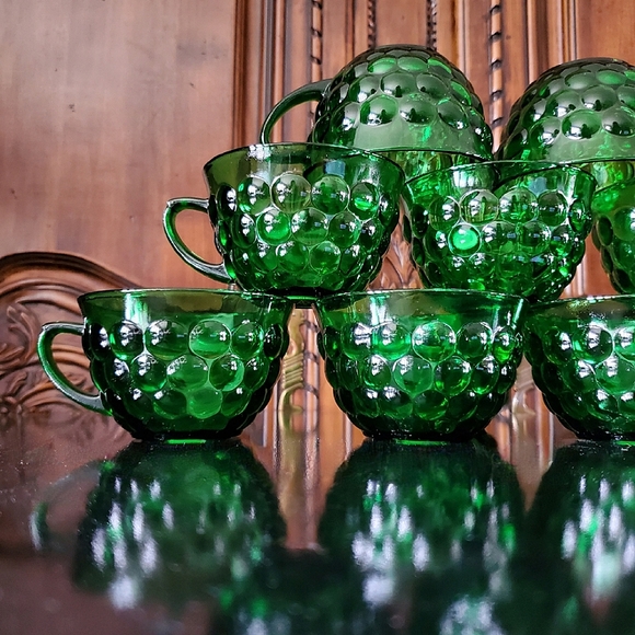 (11) Vntg "Bubble Green" Cups by Anchor Hocking - Picture 4 of 9